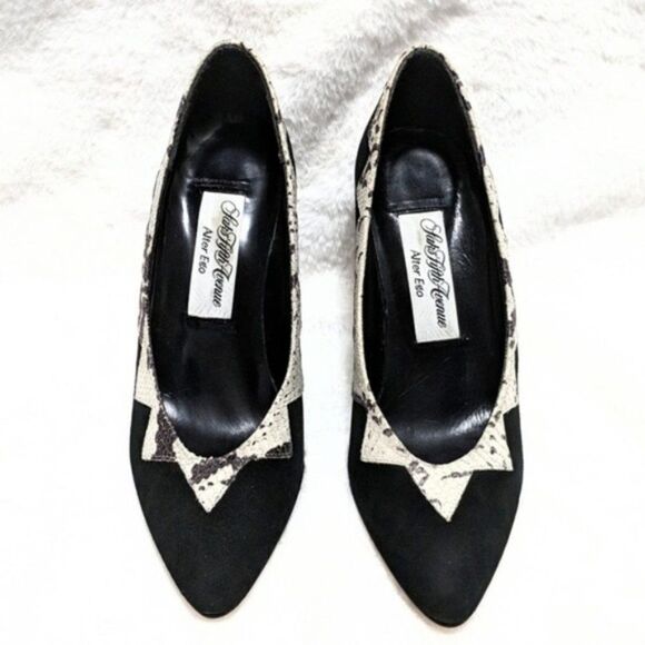 NWOB SAKS Vintage Deadstock Suede Snake Print Pumps 7 - Picture 3 of 9